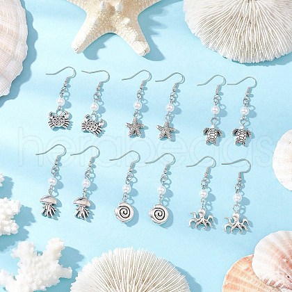 6Pair Tibetan Style Alloy Dangle Earrings EJEW-JE06434-1