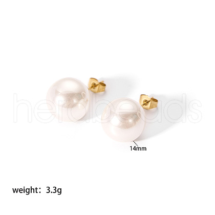 Elegant Stainless Steel Imitation Pearl Stud Earrings NB5919-6-1