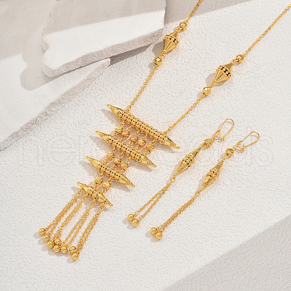 Elegant Fashion Brass Multi-layer Pendant Earrings & Necklaces Set for Women PS5490-1