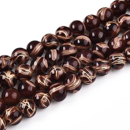 Baking Painted Glass Beads Strands DGLA-N010-10mm-08-1