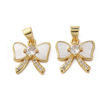 Brass Micro Pave Cubic Zirconia Pendants KK-U070-33G-1