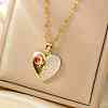Brass Pave Cubic Zirconia Heart Pendant Necklaces for Women UC6021-1-1