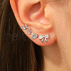 4Pcs Elegant S925 Sterling Silver Flower & Butterfly & Maple Leaf & Bowknot Stud Earrings KP6101-2-1