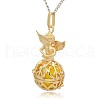 Golden Tone Brass Hollow Round Cage Pendants KK-J238-01G-2