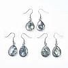 Teardrop Platinum Tone Brass Natural Paua Shell Dangle Earrings EJEW-M060-08-01-3