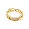 Oval Chain Brass Micro Pave Clear Cubic Zirconia Open Cuff Rings RJEW-G309-06G-2