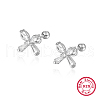 S925 Sterling Silver Clear Cubic Zirconia Butterfly Stud Earrings IY5354-2-3