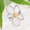 304 Stainless Steel Hollow Flower Open Cuff Rings RJEW-R018-02GP-3