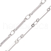 2Pcs 2 Colors 304 Stainless Steel Flat Bar Link Chain Necklace Making AJEW-JB01348-4