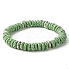 Dyed Natural Lava Rock Flat Round Beaded Stretch Bracelets for Women BJEW-JB09716-3