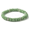 Dyed Natural Lava Rock Flat Round Beaded Stretch Bracelets for Women BJEW-JB09716-3