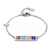 201 Stainless Steel Cross & Rectangle with Word Baby Link Bracelets BJEW-B090-01A-07-1