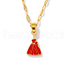 Stainless Steel Enamel Halloween Broom Pendant Dapped Chain Necklaces LP1406-2