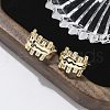 Brass Clear Cubic Zirconia Hoop Earrings EJEW-Q014-16G-4