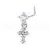 Brass Micro Pave Clear Cubic Zirconia Cross L-Shaped Nose Rings FS-WGDF4DE-01-5