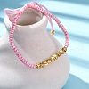 Polyester Cord Braided Bead Bracelets for Women BJEW-L698-01G-12-3