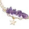 Natural Amethyst Chip Multi-Strand Bracelet Sets BJEW-JB10500-02-3