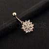 Brass Cubic Zirconia Flower Belly Rings WG7802B-05-1