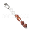 Faceted Round Natural Quartz Crystal & Carnelian & Red Jasper Beaded Pendants PALLOY-JF03529-01-2