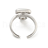 Brass Letter Open Cuff Rings for Women RJEW-G313-01T-P-3