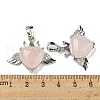 Natural Rose Quartz with Clear Cubic Zirconia Pendants G-G133-02P-26-3