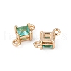 Brass Pave Glass Rhombus Links Connector Charms GLAA-Q088-001B-2