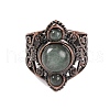 Natural Green Aventurine Retro Finger Rings RJEW-B067-01R-19-2