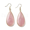 Natural Rose Quartz Dangle Earrings X-EJEW-L179-01F-1