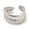 304 Stainless Steel Double Lines Open Cuff Ring RJEW-C067-18P-2
