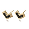 Rack Plating Brass Micro Pave Cubic Zirconia Stud Earring EJEW-C101-12G-1