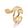 Ion Plating(IP) 304 Stainless Steel Snake Chunky Open Cuff Ring for Women RJEW-A005-38G-2