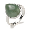 Natural Green Aventurine Teardrop Adjustable Rings RJEW-K371-08S-23-2