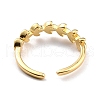 Brass Leaf Wrapped Open Cuff Ring for Women RJEW-C018-22G-3