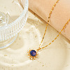 Brass Pave Clear Cubic Zirconia Blue Sun Pendant Nnecklaces MO0901-3