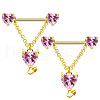 316L Stainless Steel Hot Pink Cubic Zirconia Heart Nipple Stirrup WGBCE0A-04-1