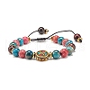 Round Natural Apatite & Imperial Jasper Braid Bead Bracelet BJEW-JB07125-1