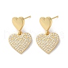Brass Pave Clear Cubic Zirconia Stud Earrings for Women EJEW-M258-13G-1