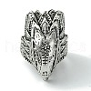 Dragon Alloy Open Cuff Rings for Men RJEW-K275-33AS-3