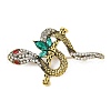 Snake Alloy Rhinestone Brooches for Backpack Clothes JEWB-Z040-01A-AG-1