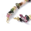 Brass & Natural Pearl & Tourmaline Chip Beaded Bracelet Making KK-F892-20G-2