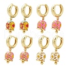 Flower Brass Enamel Hoop Earrings EJEW-Z115-08G-4