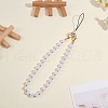 Natural Malaysia Jade & 304 Stainless Steel Round Beaded Mobile Straps HJEW-SW00043-05-3