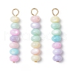 Macaron Color Dyed Natural Freshwater Shell Rondelle Beaded Pendants PALLOY-JF03706-01-1