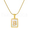Stainless Steel Snake Bone Chain Alphabet Necklace with Shell Pendant WD3660-2-1