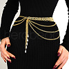 Alloy with Plastic Pearl Teardrop Tassel Waist Beads FS-WG58B7C-01-1