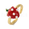 Brass Enamel Open Cuff Rings for Women RJEW-U057-19A-G-4