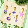 10Pcs 5 Styles Flower Alloy Enamel Pendant Decorations HJEW-JM02751-2