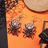Halloween Braided Glass Seed Beads & 201 Stainless Steel Dangle Earrings EJEW-MZ00158-2