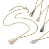 Electroplated Natural Quartz Crystal Prism Copper Wire Wrapped Pendant Necklaces NJEW-JN05027-01-1
