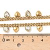 304 Stainless Steel Rhinestone Heart Tassel Twisted Chain Necklaces for Women NJEW-V010-01G-06-2
